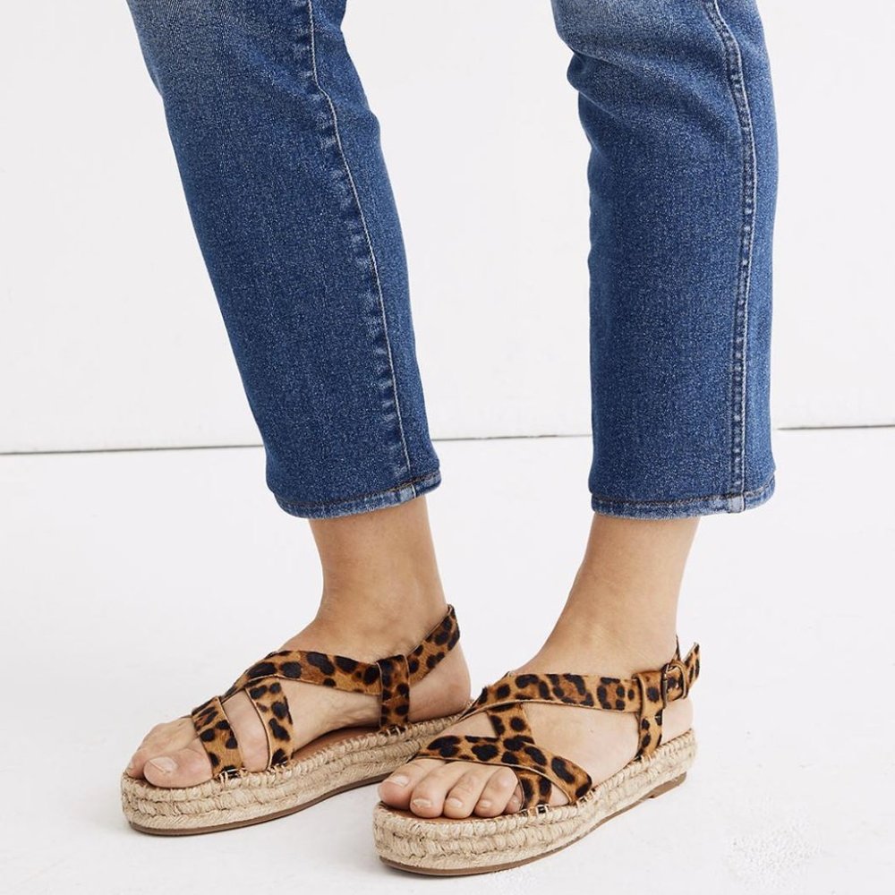 Madewell Malia Espadrille Sandal in Leopard Calf H